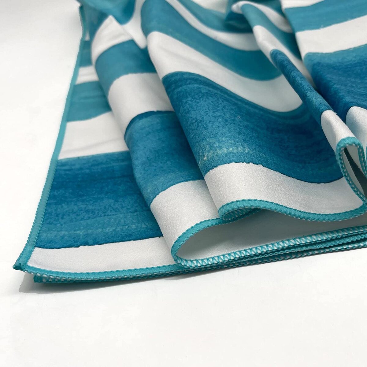 Turquoise Green Striped Beach Towel